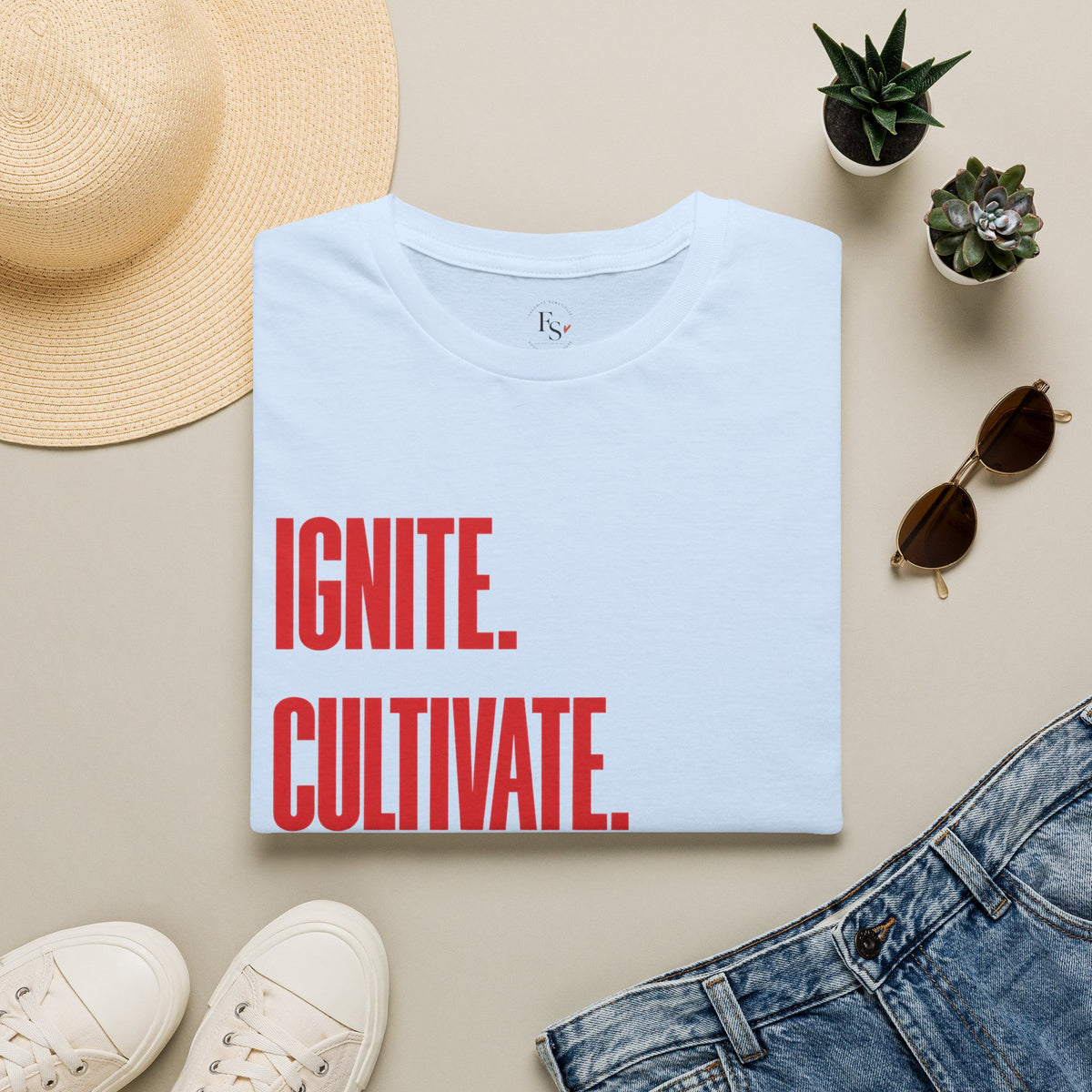 Motivational T-Shirt — Ignite. Cultivate. Your Inner Genius.