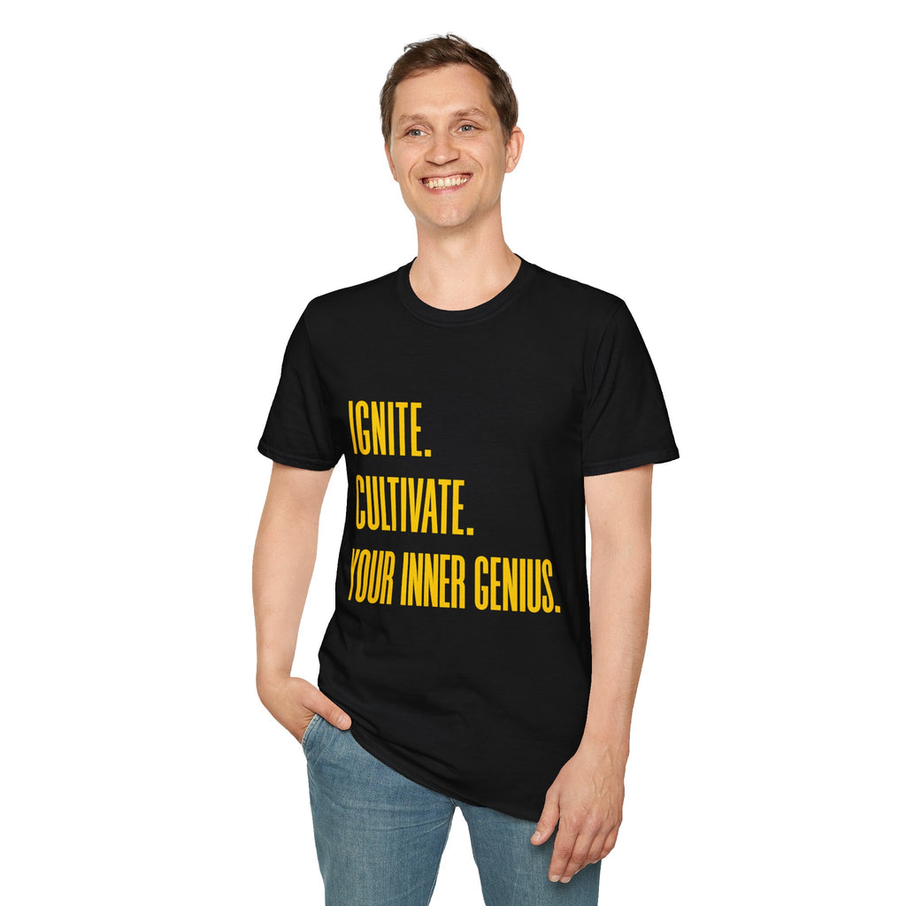 Motivational T-Shirt — Ignite. Cultivate. Your Inner Genius.
