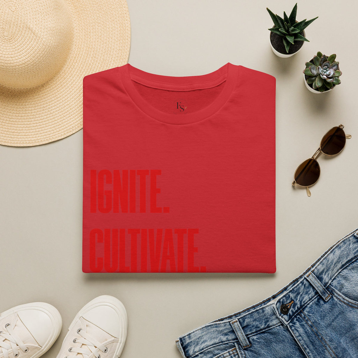 Motivational T-Shirt — Ignite. Cultivate. Your Inner Genius.