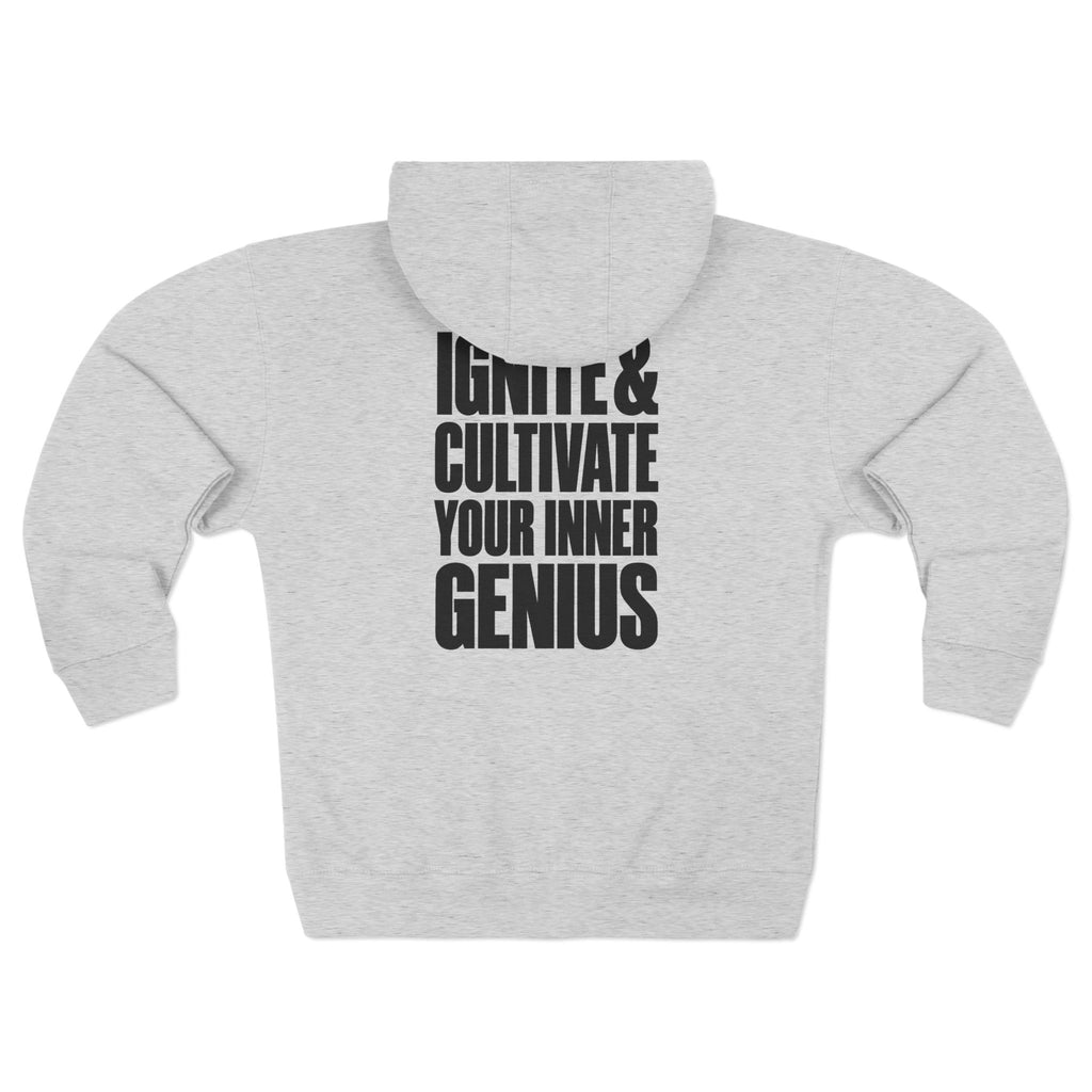 Zip Hoodie — ICYIG Front Logo with "Ignite & Cultivate Your Inner Genius" Back