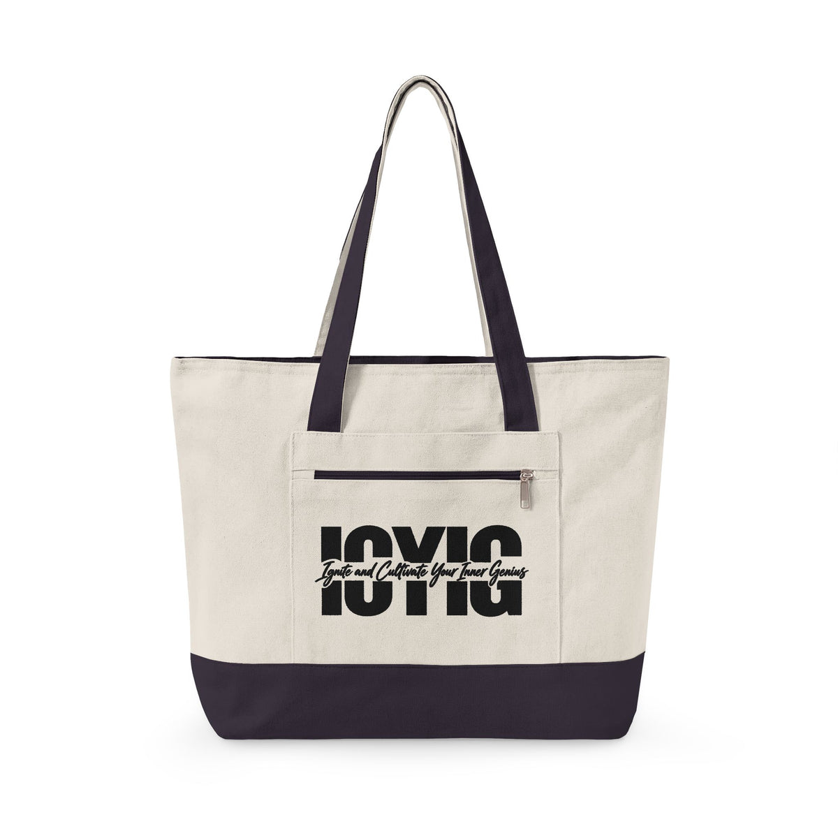 Tote Bag -- ICYIG Distressed Logo Zippered Canvas Tote