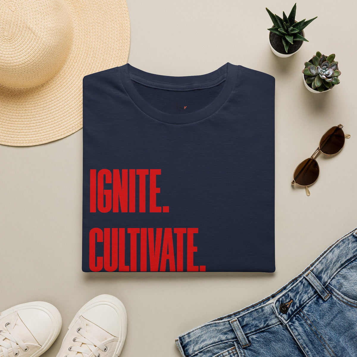 Motivational T-Shirt — Ignite. Cultivate. Your Inner Genius.