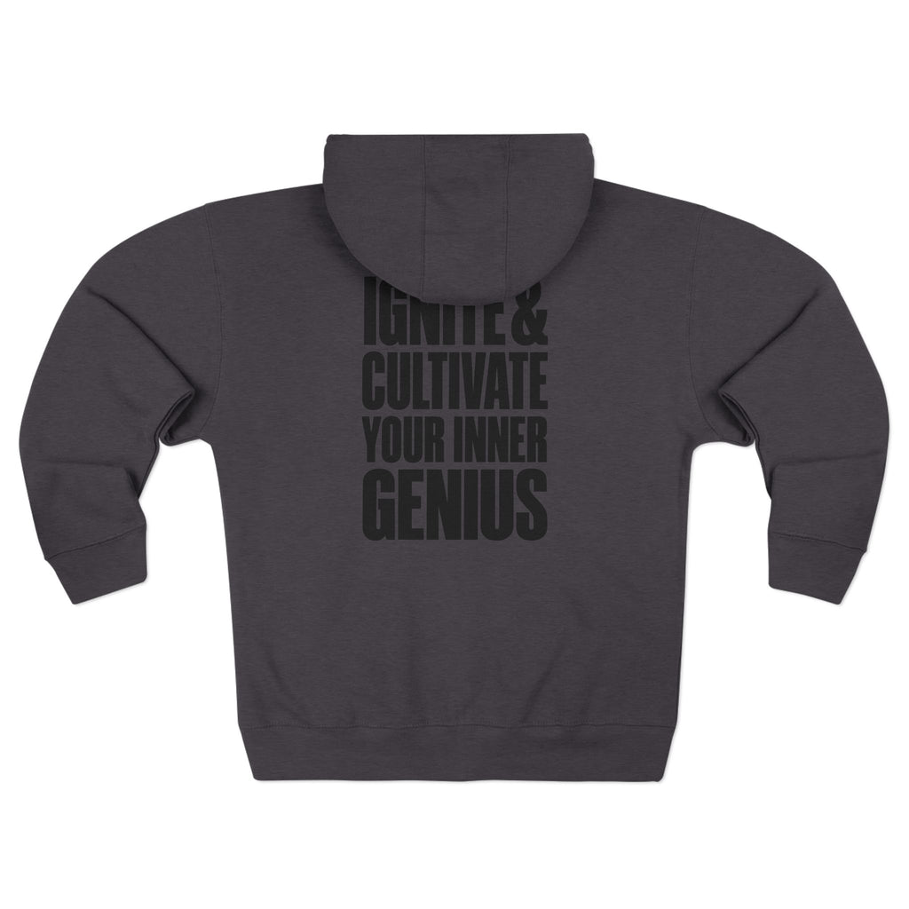 Zip Hoodie — ICYIG Front Logo with "Ignite & Cultivate Your Inner Genius" Back