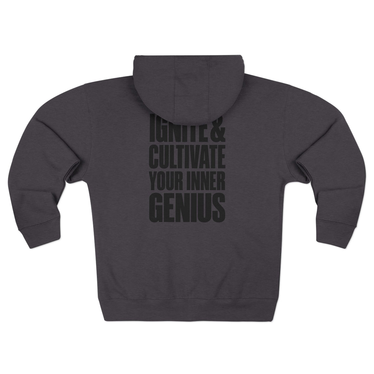 Zip Hoodie — ICYIG Front Logo with "Ignite & Cultivate Your Inner Genius" Back