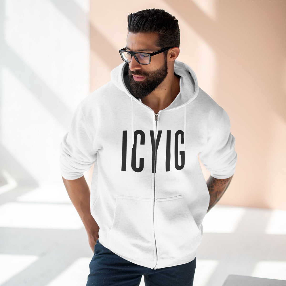 Zip Hoodie — ICYIG Front Logo with "Ignite & Cultivate Your Inner Genius" Back
