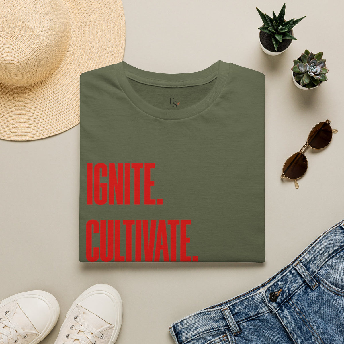 Motivational T-Shirt — Ignite. Cultivate. Your Inner Genius.