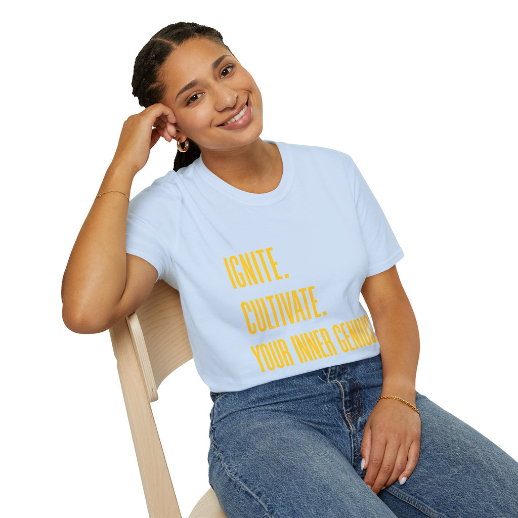 Motivational T-Shirt — Ignite. Cultivate. Your Inner Genius.
