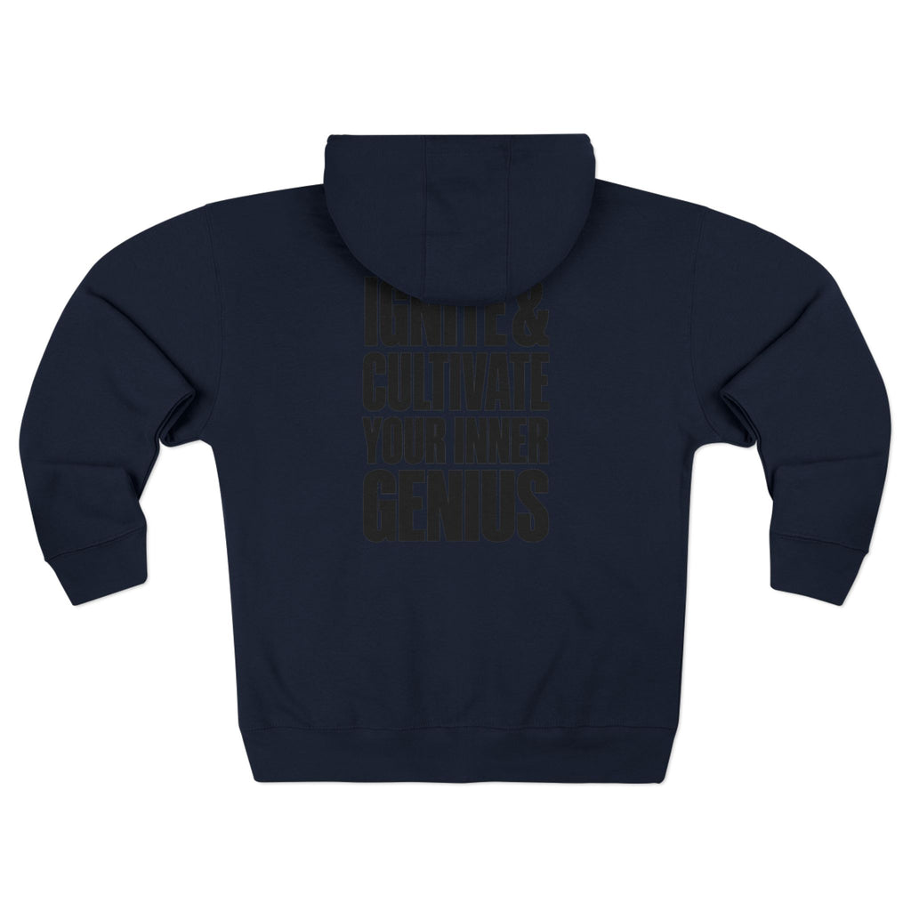 Zip Hoodie — ICYIG Front Logo with "Ignite & Cultivate Your Inner Genius" Back