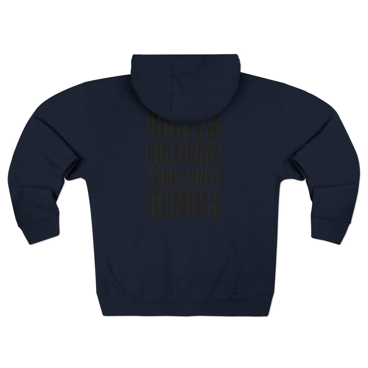 Zip Hoodie — ICYIG Front Logo with "Ignite & Cultivate Your Inner Genius" Back
