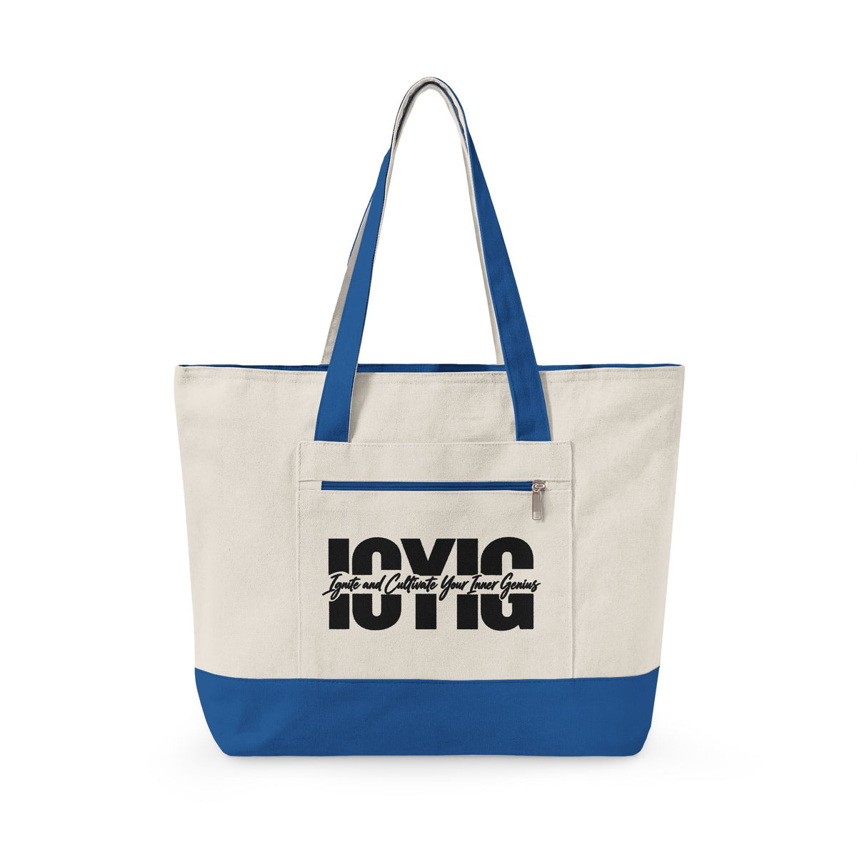 Tote Bag -- ICYIG Distressed Logo Zippered Canvas Tote