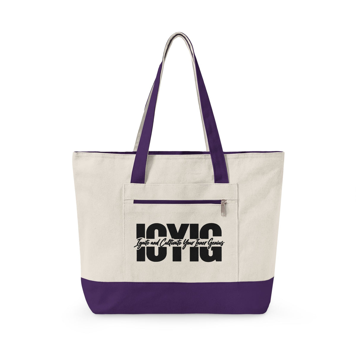 Tote Bag -- ICYIG Distressed Logo Zippered Canvas Tote