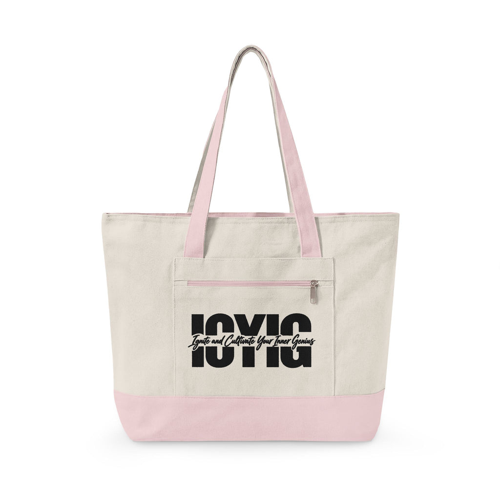 Tote Bag -- ICYIG Distressed Logo Zippered Canvas Tote