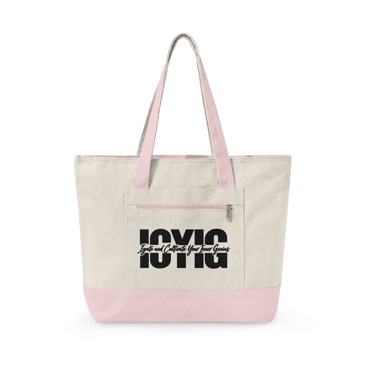 Tote Bag -- ICYIG Distressed Logo Zippered Canvas Tote