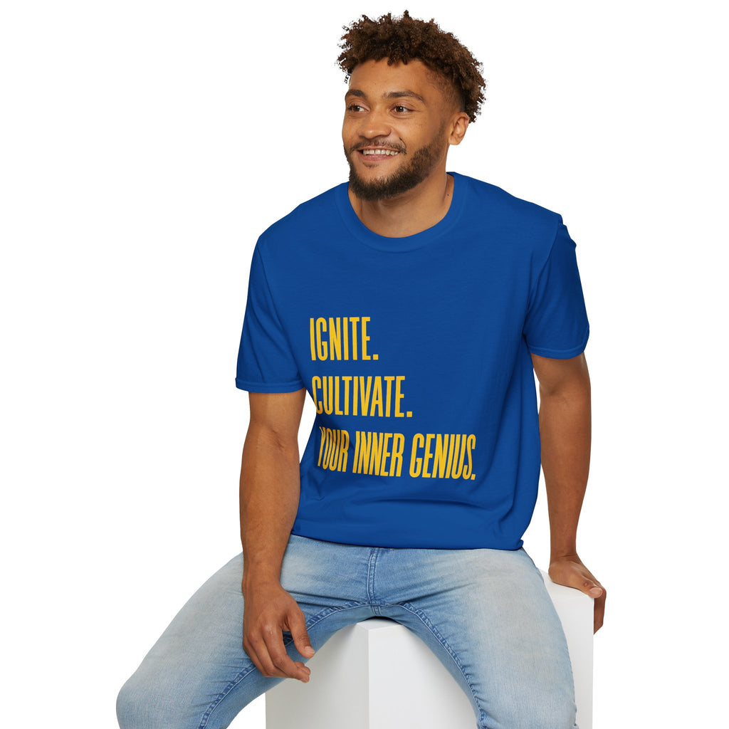 Motivational T-Shirt — Ignite. Cultivate. Your Inner Genius.