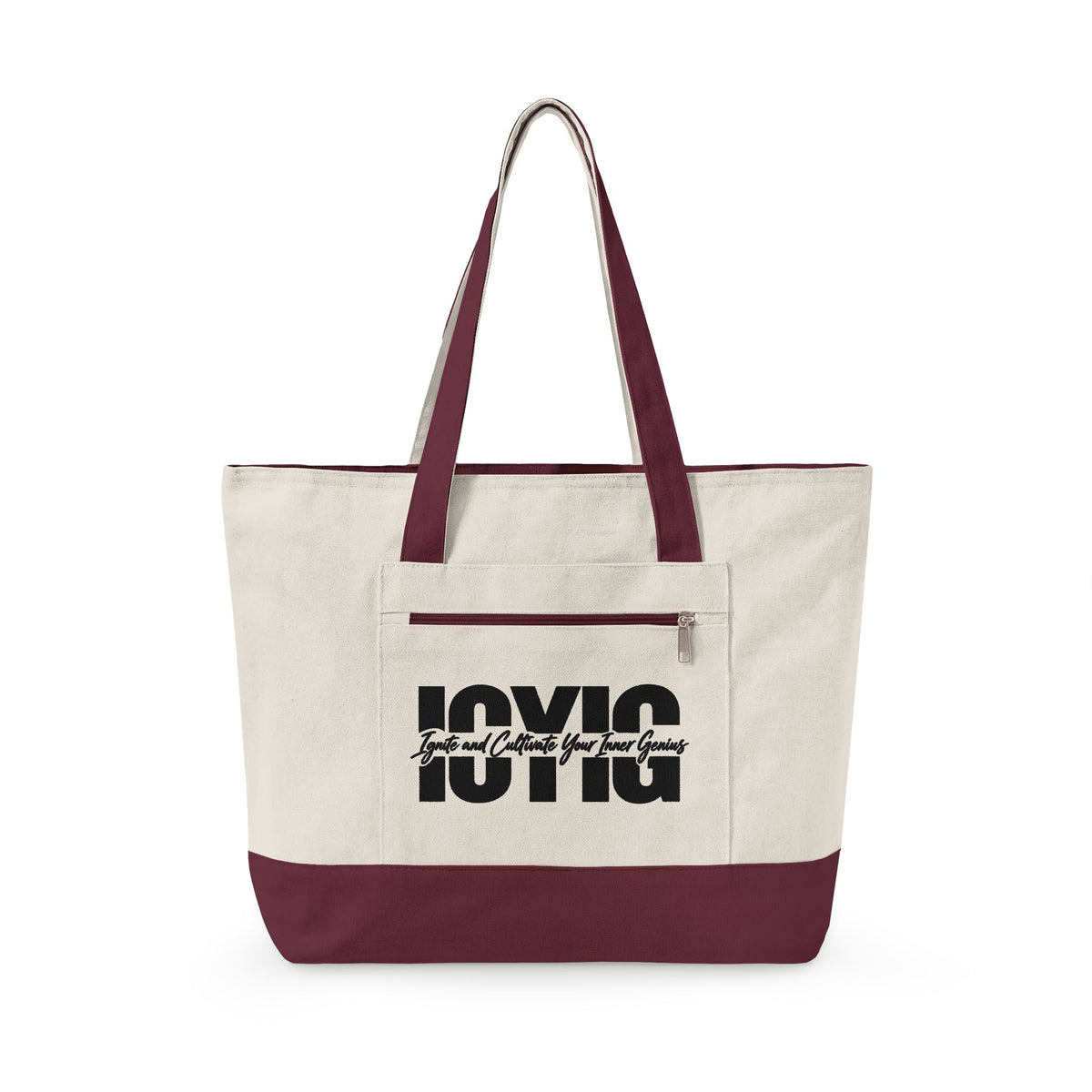 Tote Bag -- ICYIG Distressed Logo Zippered Canvas Tote