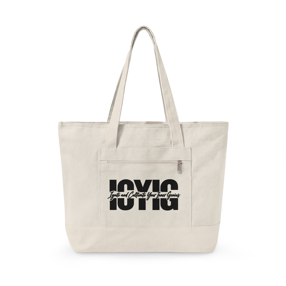 Tote Bag -- ICYIG Distressed Logo Zippered Canvas Tote
