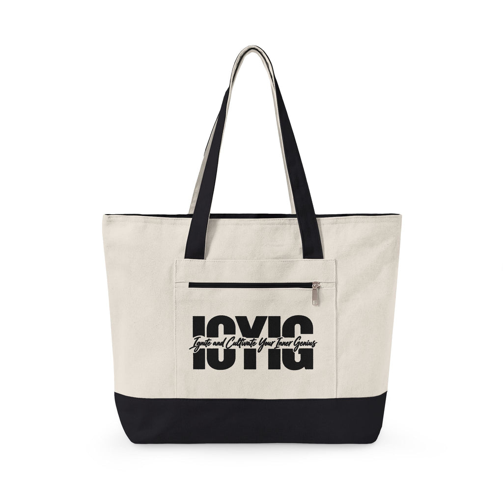 Tote Bag -- ICYIG Distressed Logo Zippered Canvas Tote