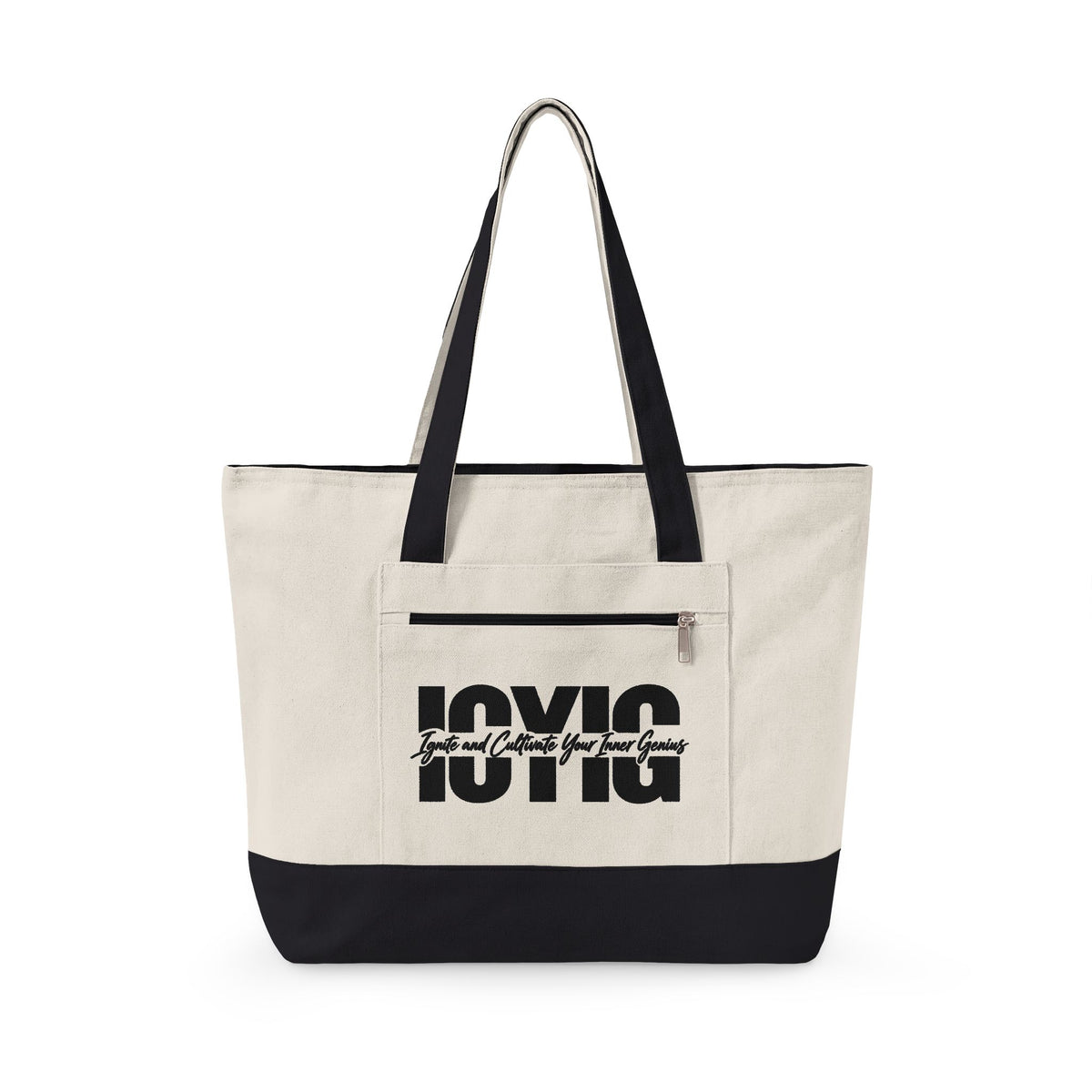 Tote Bag -- ICYIG Distressed Logo Zippered Canvas Tote