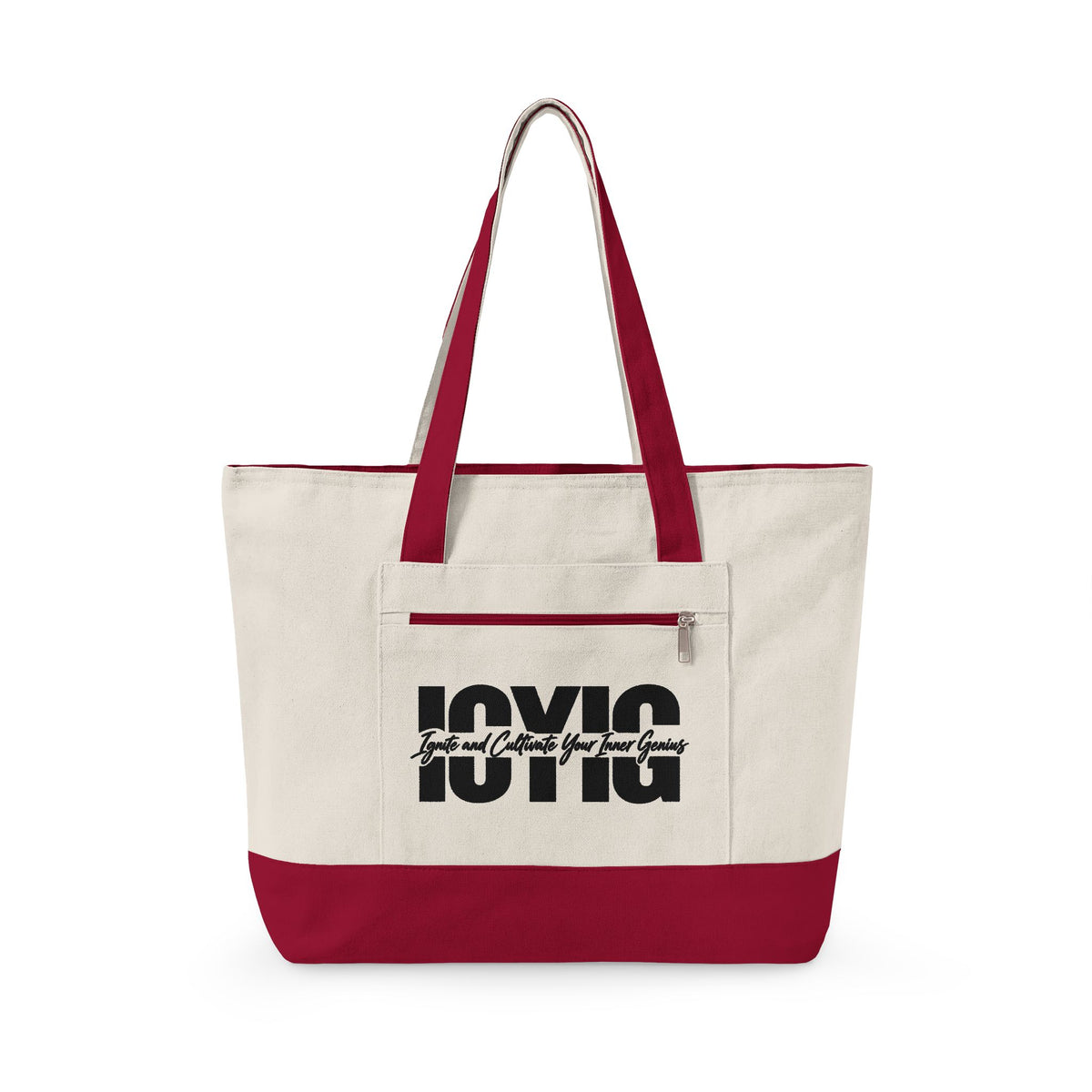 Tote Bag -- ICYIG Distressed Logo Zippered Canvas Tote