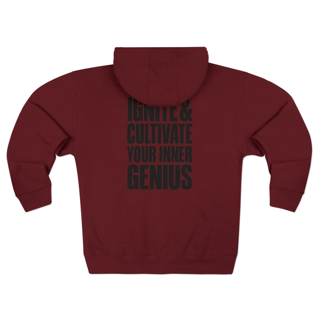 Zip Hoodie — ICYIG Front Logo with "Ignite & Cultivate Your Inner Genius" Back
