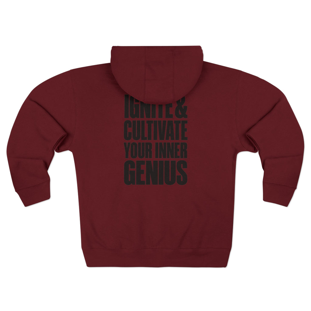 Zip Hoodie — ICYIG Front Logo with "Ignite & Cultivate Your Inner Genius" Back